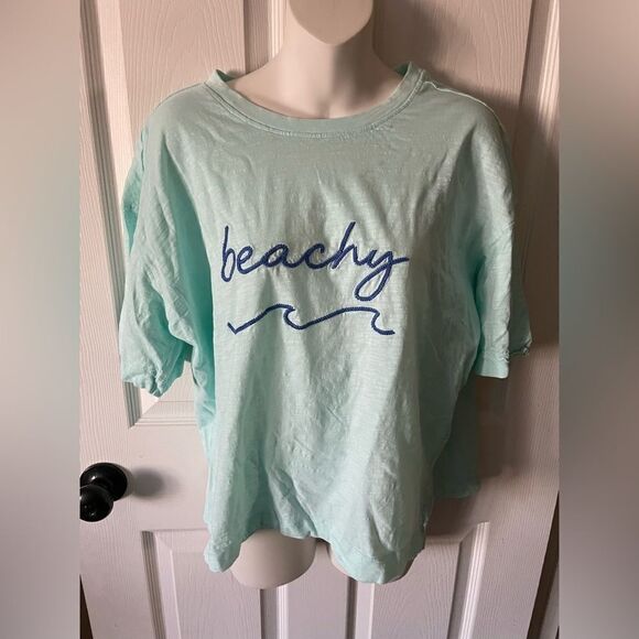 Women’s Beachy Short Sleeve Tee Shirt Mia & Tess ~ Paper Store ~ Size Large - Picture 9 of 9